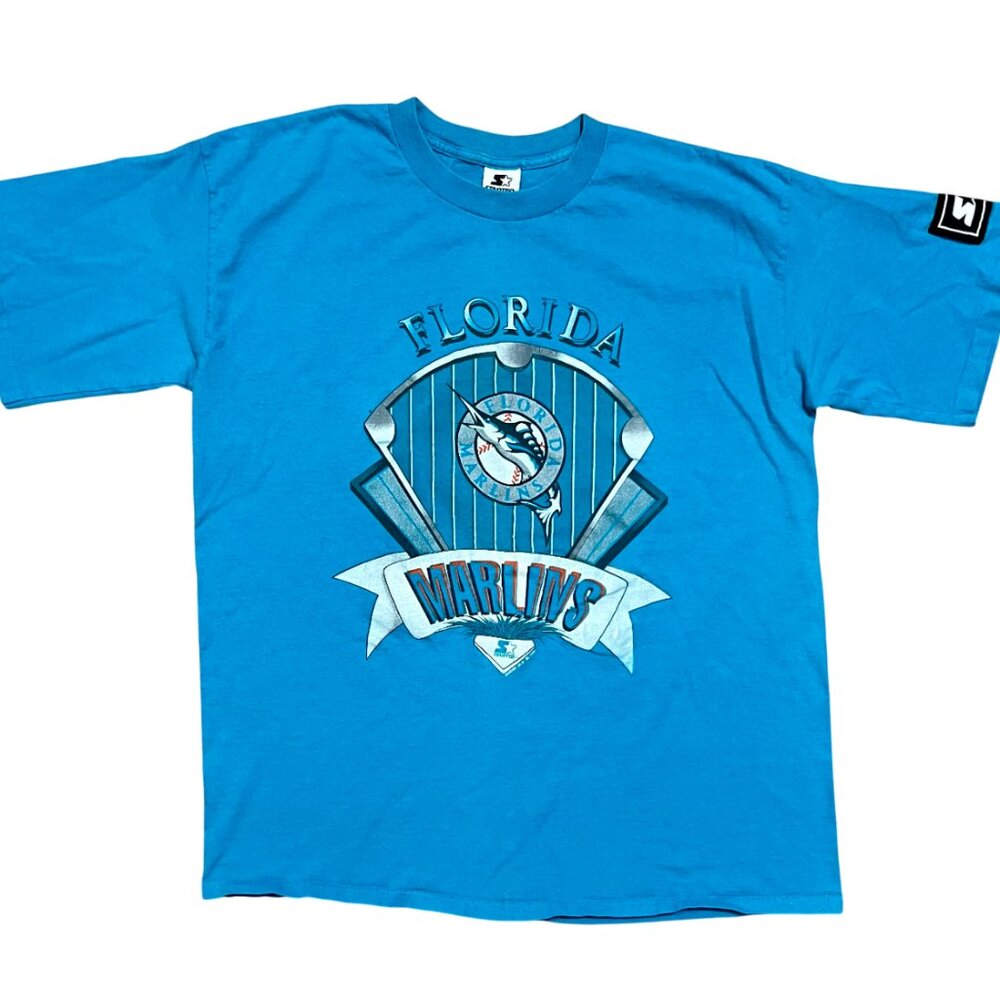 Florida Marlins Starter Single Stitch '92 Vintage Graphic T-Shirt, Men's Large